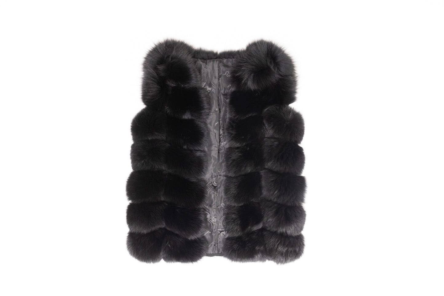 Real Fur Sleeveless Black Gillet