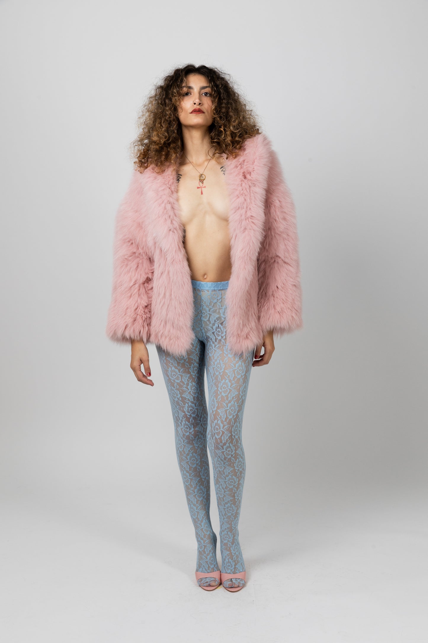 Real Fur Hooded Pink Jacket