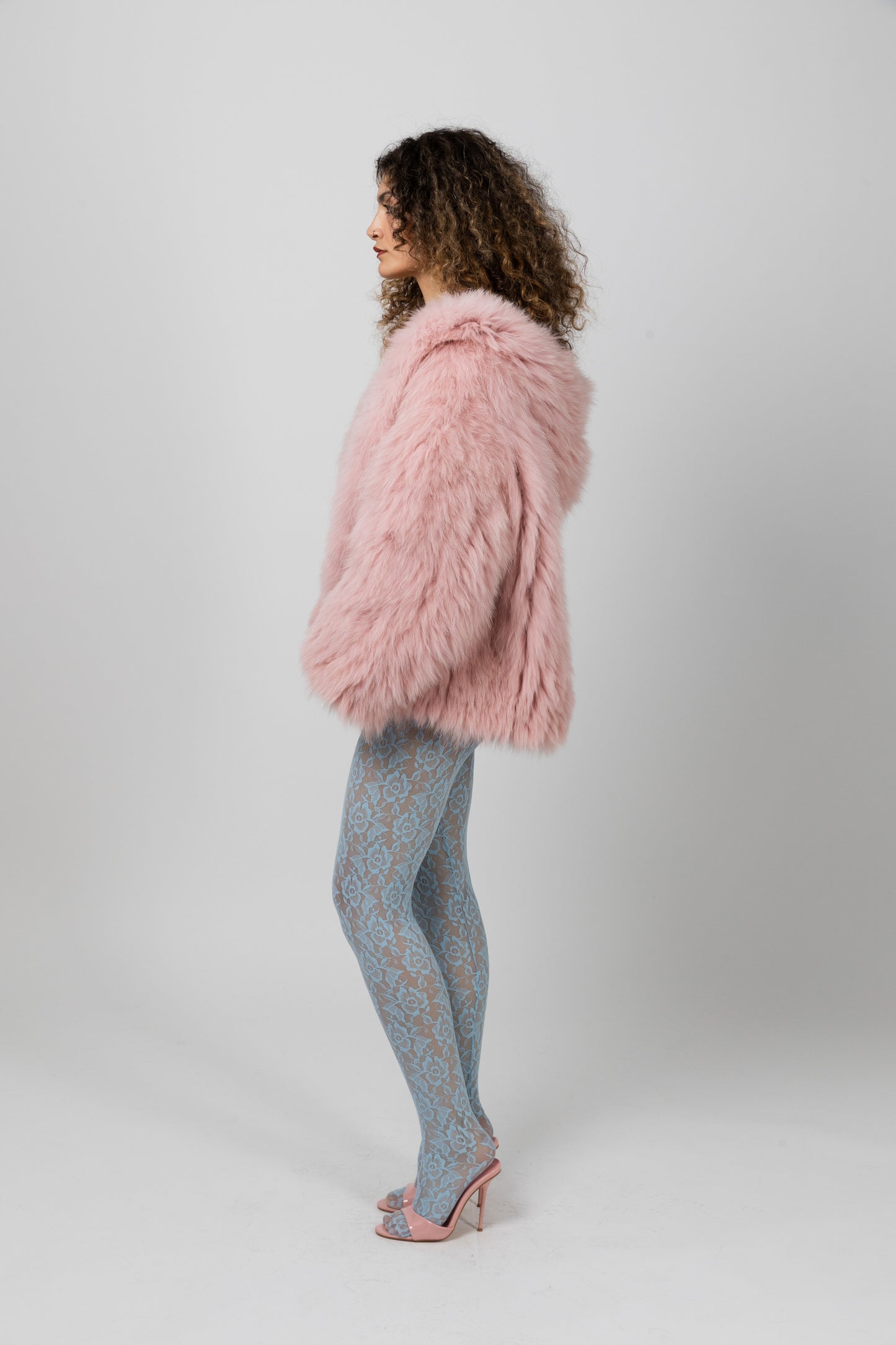 Real Fur Hooded Pink Jacket