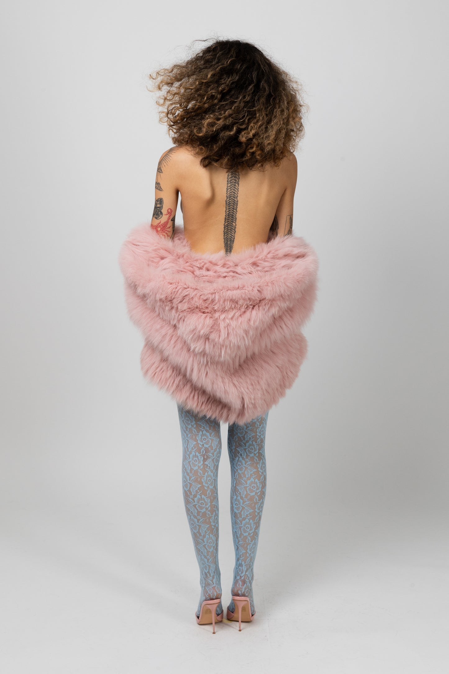 Real Fur Hooded Pink Jacket