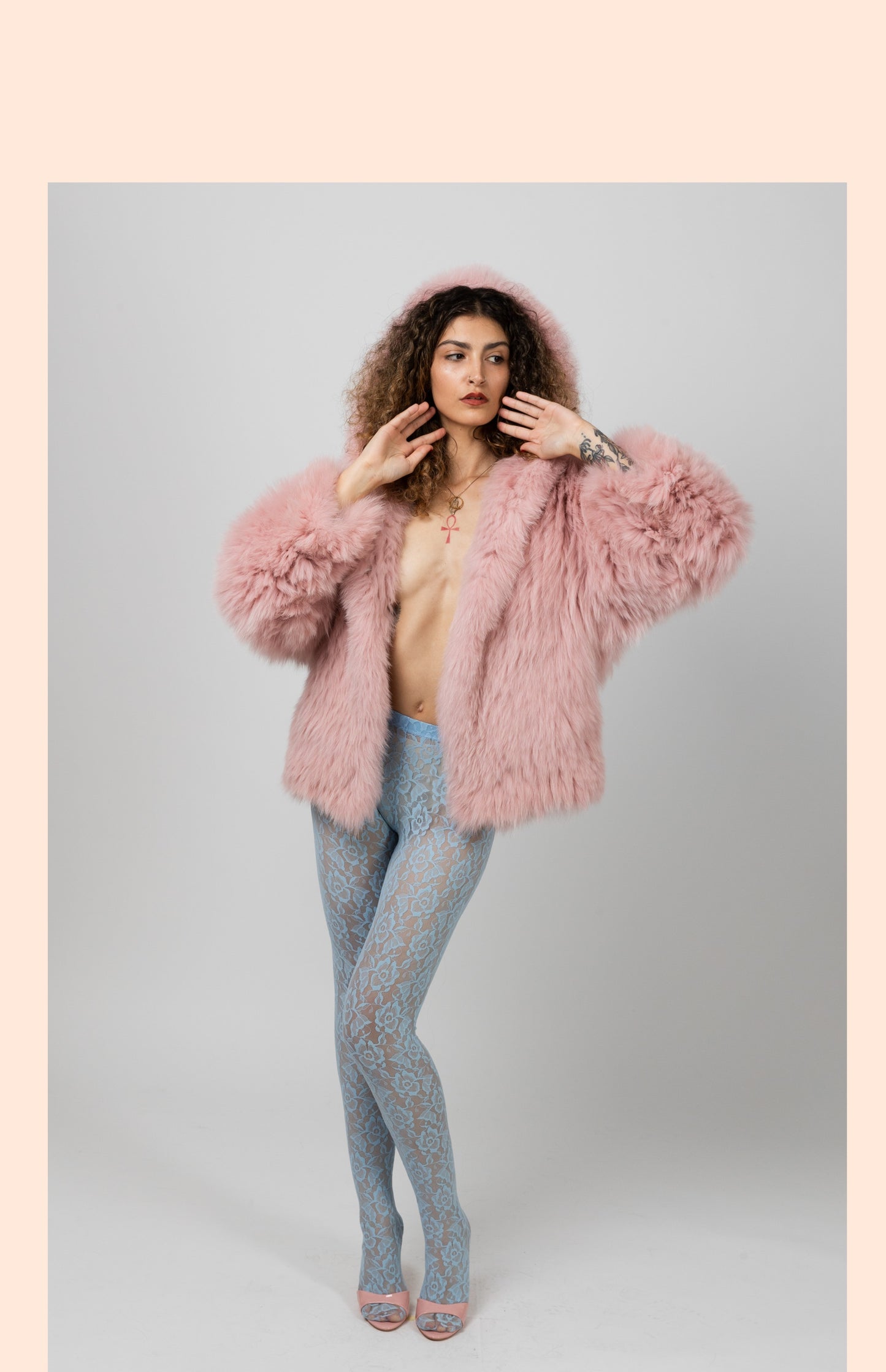 Real Fur Hooded Pink Jacket