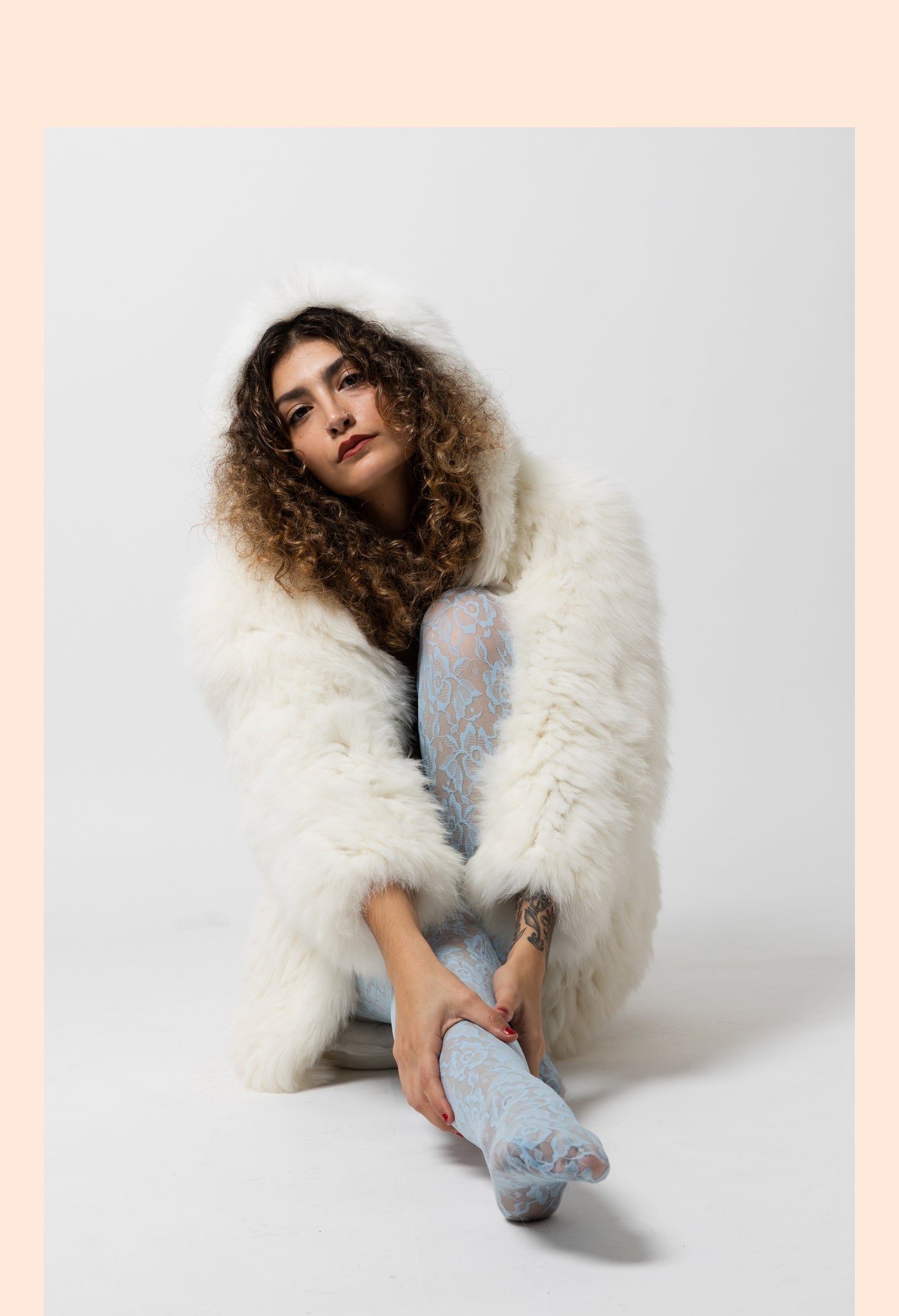 Real Fur Hooded White Jacket