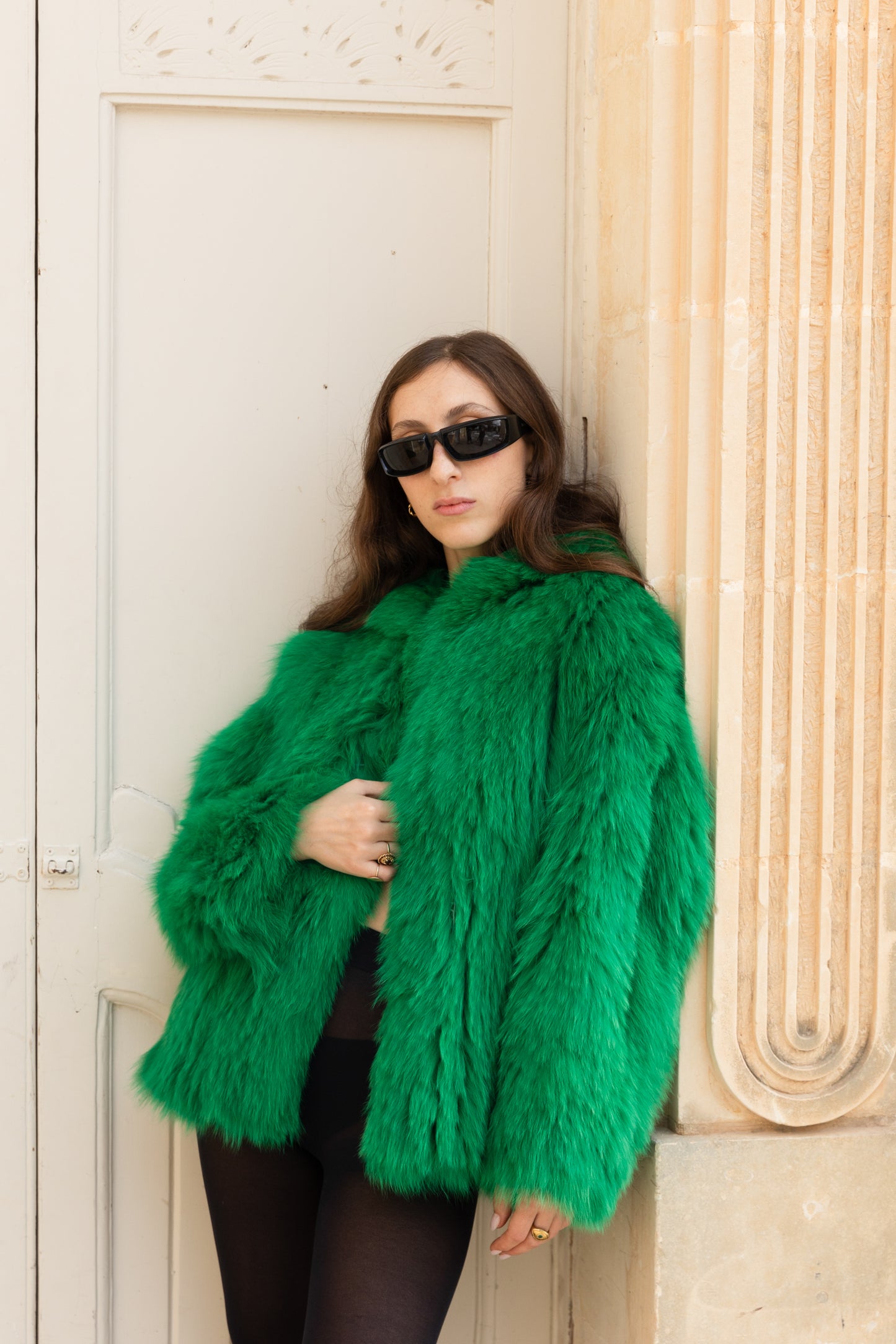 Real Fur Hooded Green Jacket