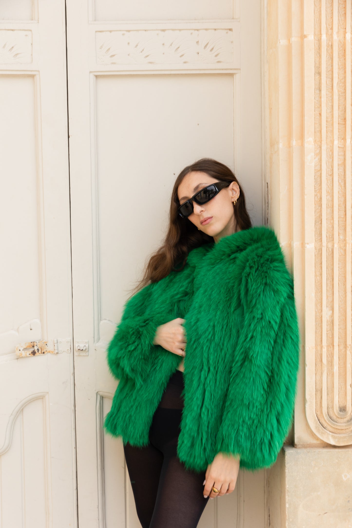 Real Fur Hooded Green Jacket