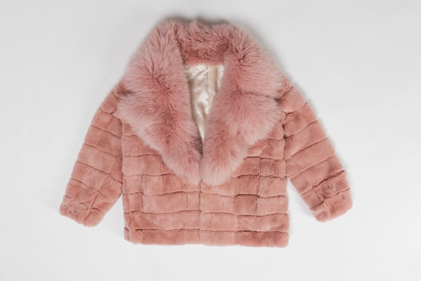 Real Fur Long Sleeve Pink Jacket