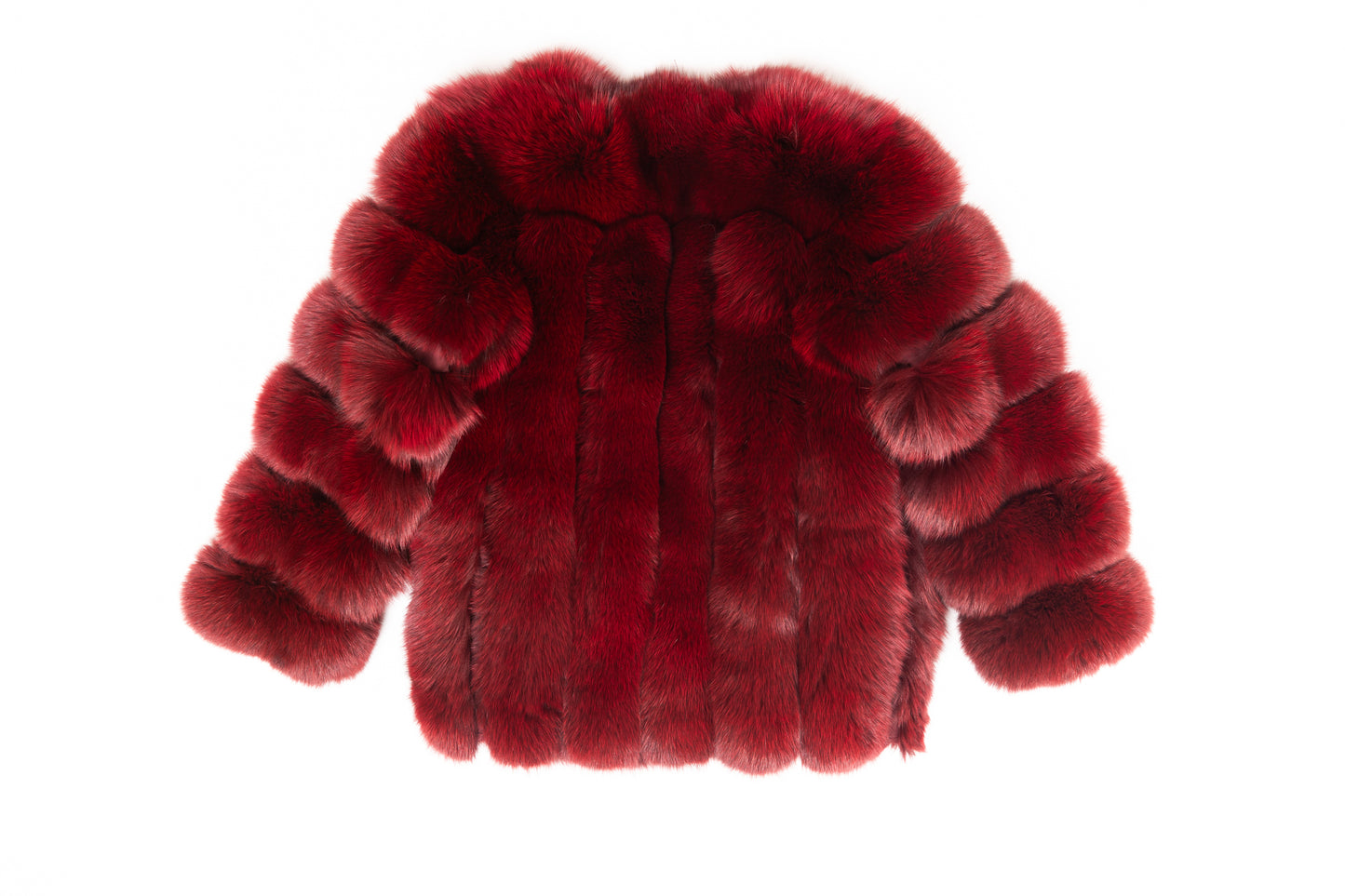 Real Fur Long Sleeve Burgundy Jacket