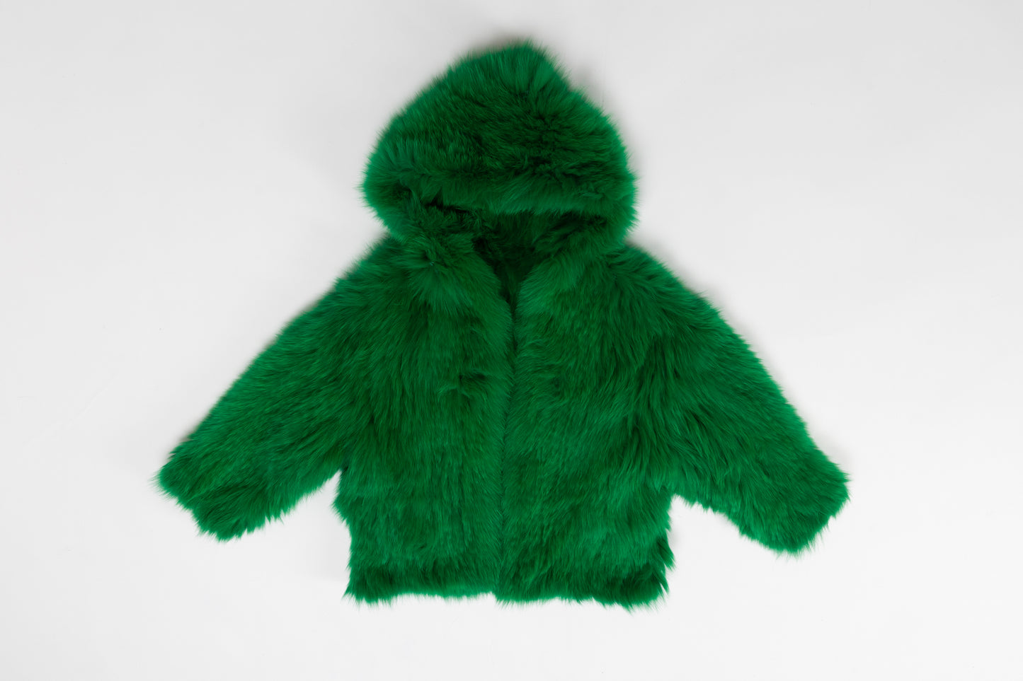 Real Fur Hooded Green Jacket