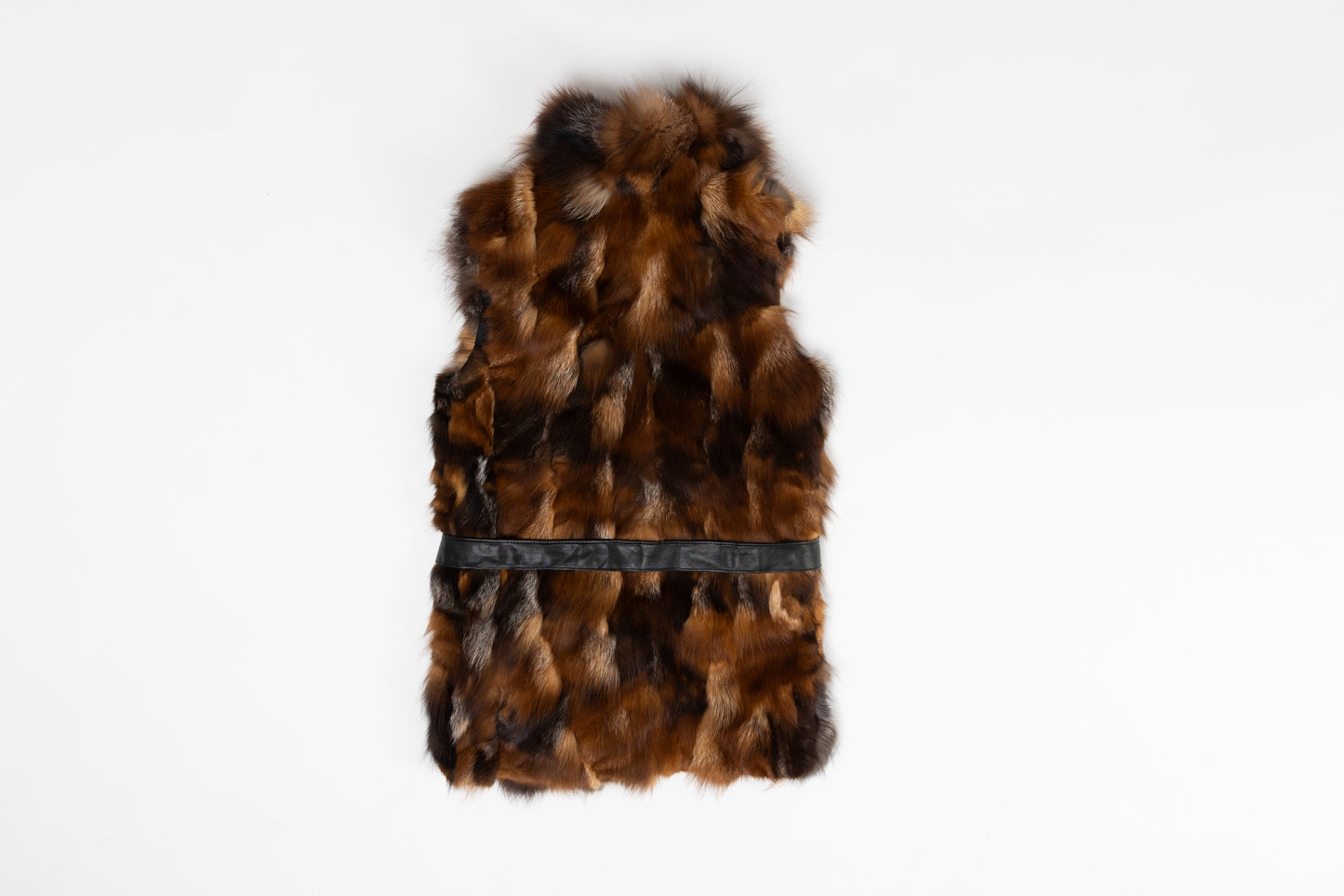 Real Fur Sleeveless Brown Coat