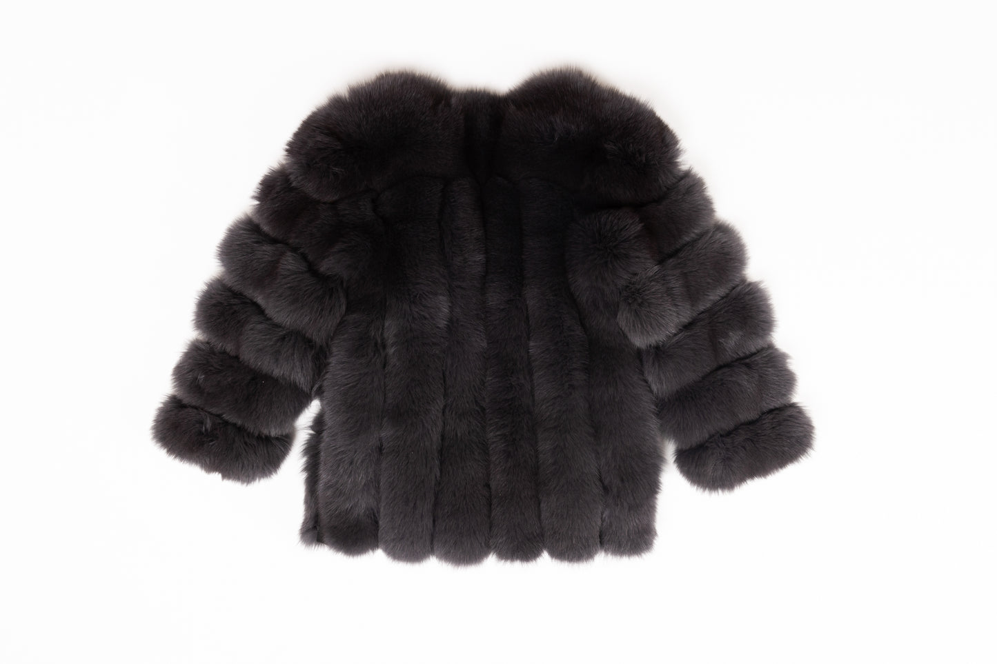 Real Fur Long Sleeve Black Jacket