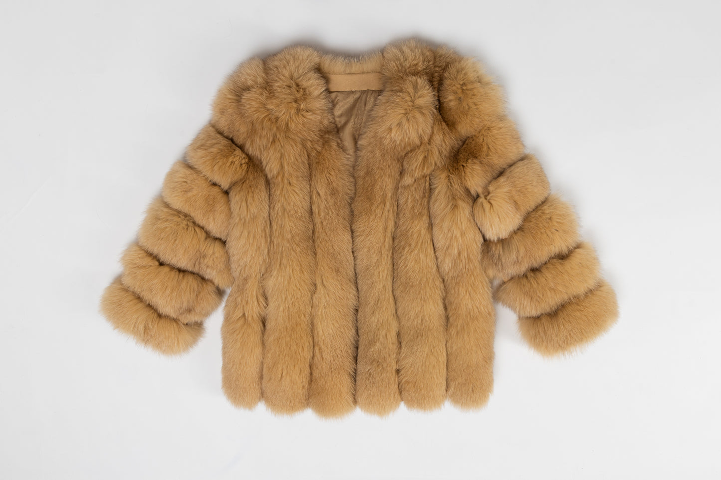 Real Fur Long Sleeve Tan Jacket