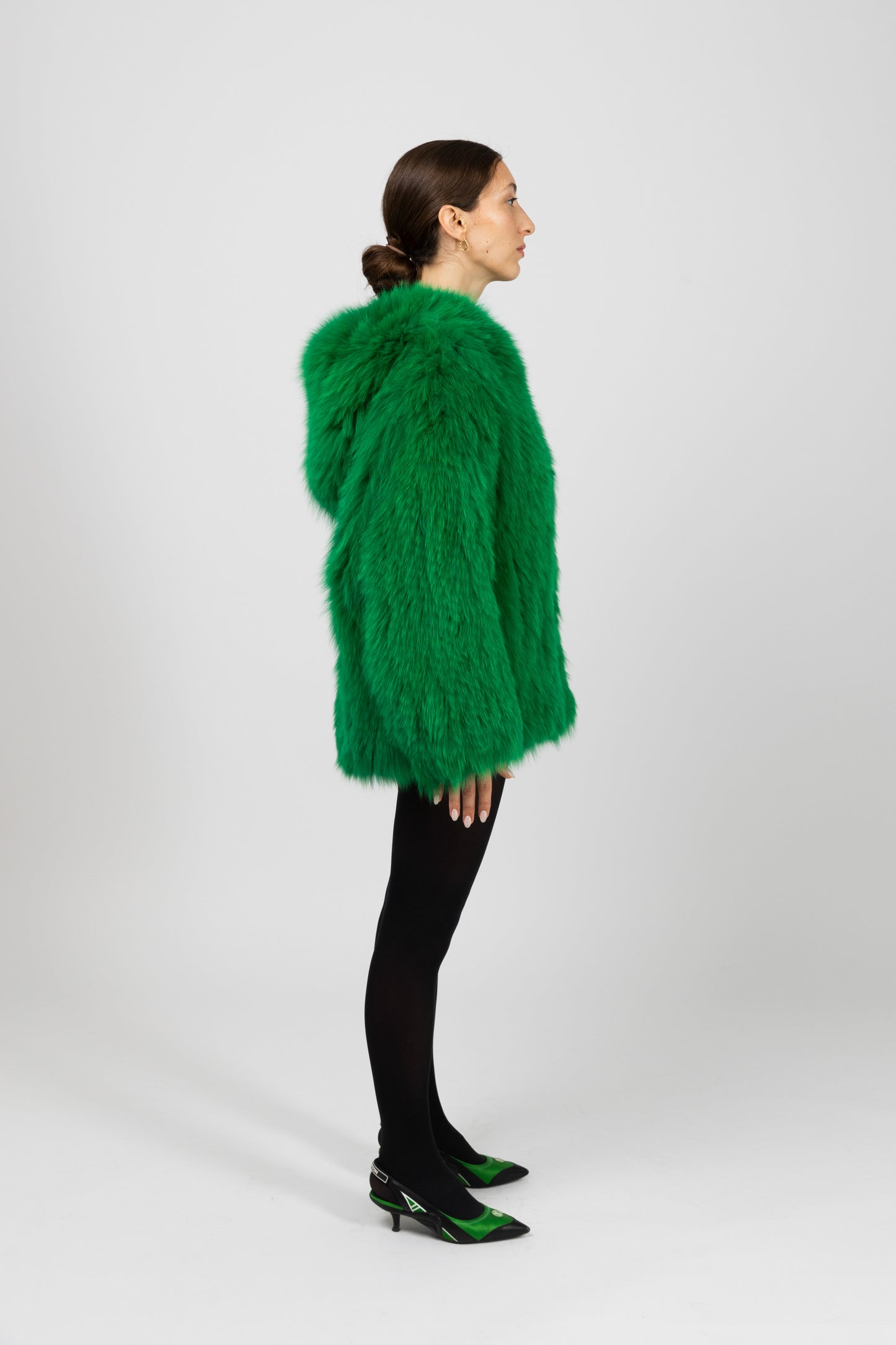 Real Fur Hooded Green Jacket