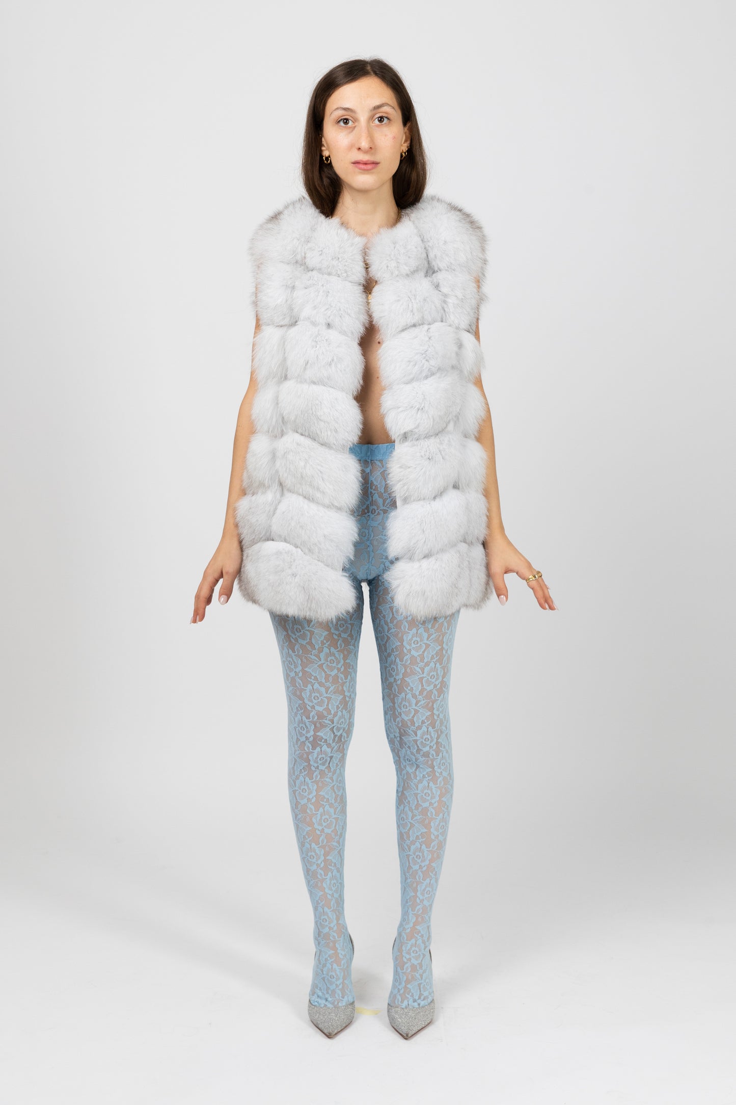 Real Fur Sleeveless Grey Gillet