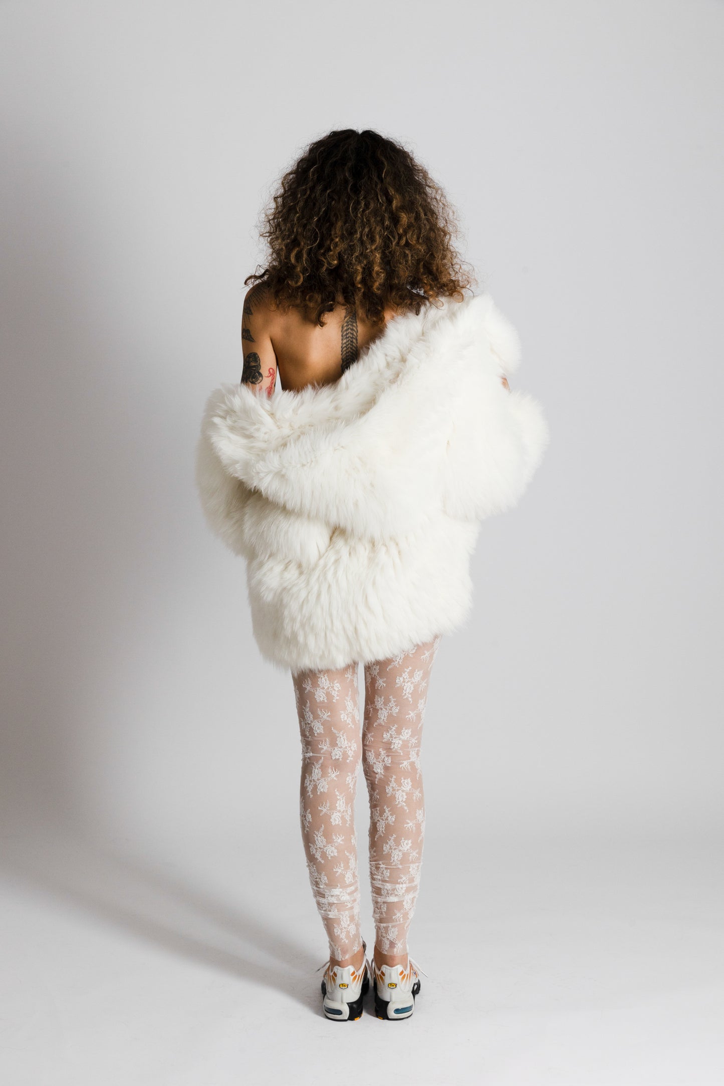 Real Fur Hooded White Jacket